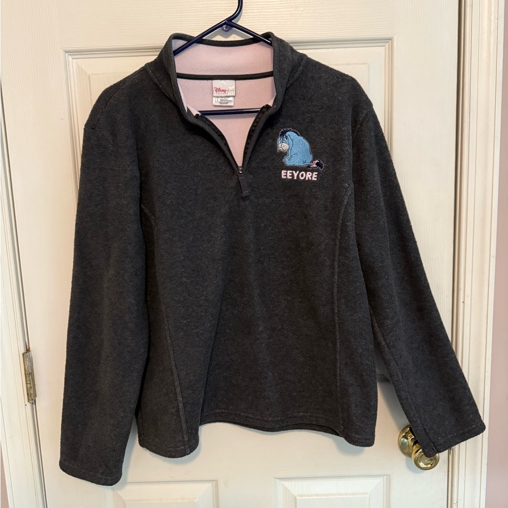Vintage Disney Store Eeyore Quarter Zip Fleece Pullover - Y2K Sweatshirt